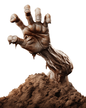 Zombie hand coming out of the soil Isolated on Transparent Background png