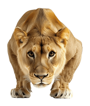 Lioness Sneaking Isolated on Transparent Background png