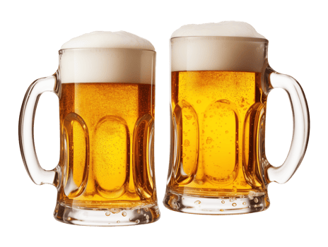 Two Beer Mugs Isolated on Transparent Background png