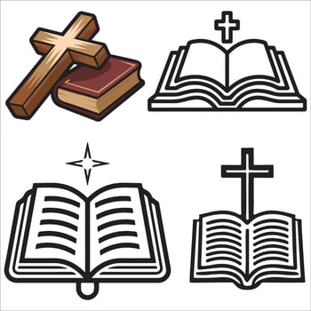 Abstract Religious Symbol with Cross and Bible vector