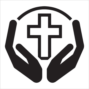 Hands Embracing Cross for Healing Illustration vector
