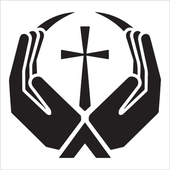 Minimalist Healing Symbol with Cross and Hands vector