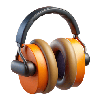 Orange and Black 3D Earmuffs Illustration png