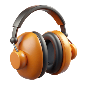 3D Render Orange Headphones png