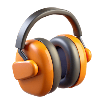 Orange and Gray 3D Earmuffs Illustration png