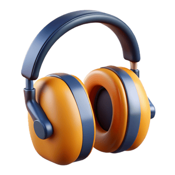3D Render Orange and Blue Headphones png