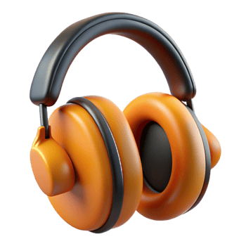 Orange and Gray 3D Headphones Illustration png