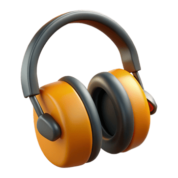 Orange and Gray 3D Headphones Illustration png