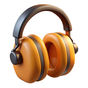 3D Render Orange Safety Earmuffs png