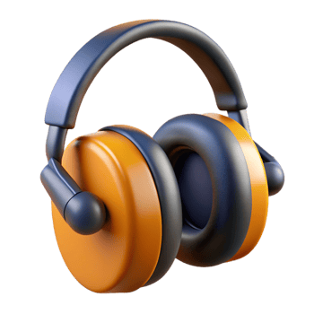 3D Render Orange and Gray Earmuffs png