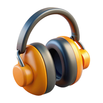 3D Render Orange and Gray Headphones png