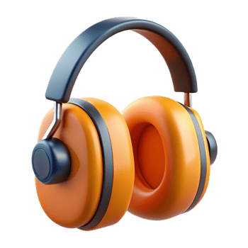 3D Render Orange Safety Headphones png