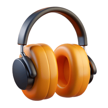 3D Render Orange Headphones png