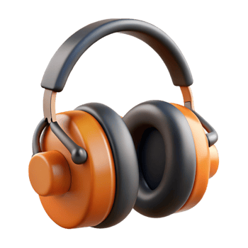 3D Render Orange and Gray Headphones png
