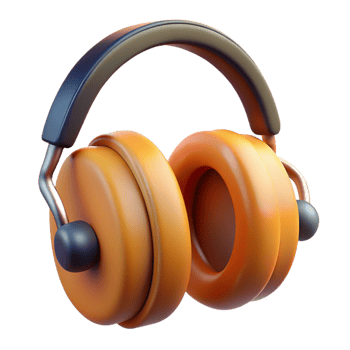 3D Render Orange Headphones png