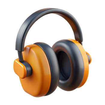 3D Render Orange and Gray Safety Earmuffs png