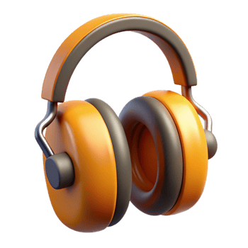 3D Render Orange Headphones Illustration png