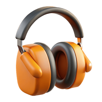 3D Render Orange Safety Earmuffs png