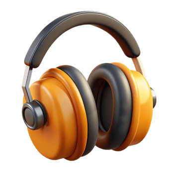 3D Render Orange and Black Headphones png