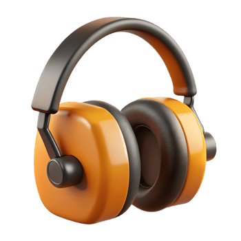 Orange and Black 3D Headphone Illustration png