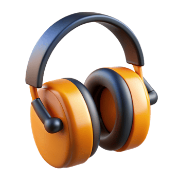 3D Render Orange and Black Earmuffs png