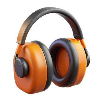 3D Render Orange Safety Headphones png