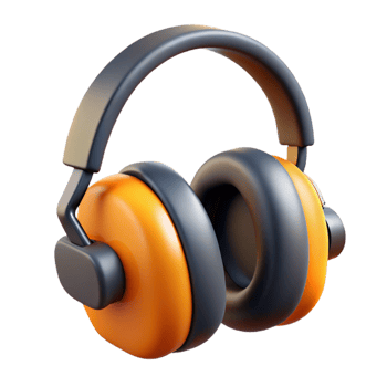 3D Render Orange and Gray Headphones png
