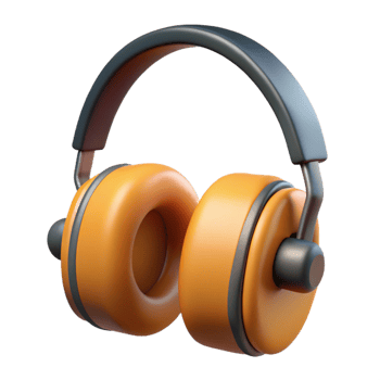 3D Render Orange Safety Headphones png