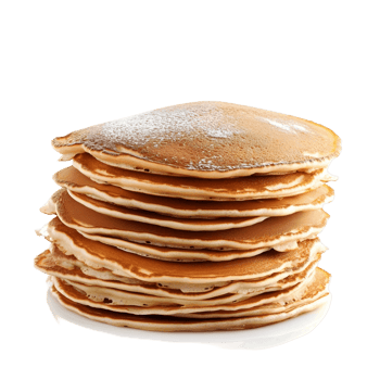 A stack of pancakes with powdered sugar on top png