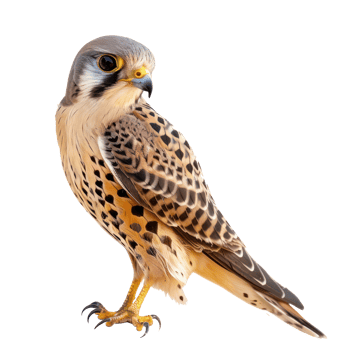 Kestrel bird side view full body isolate on transparency background, png