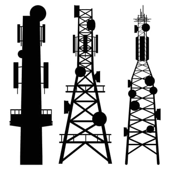 Cellular Tower Antenna Silhouette Communication Technology vector