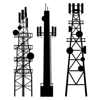 Cellular Tower Antenna Silhouette Communication Technology vector