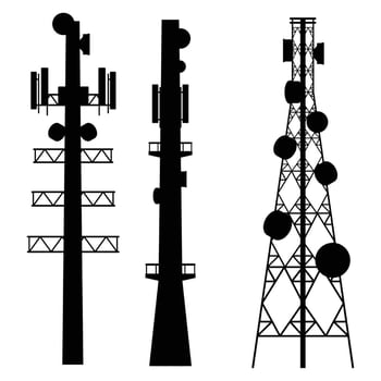 Cellular Tower Antenna Silhouette Communication Technology vector