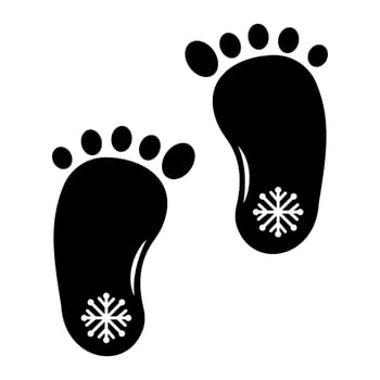 A footprint with a snowflake image vector