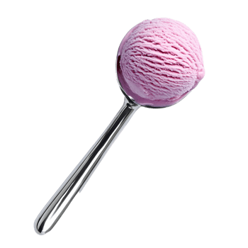 A spoon with a pink ice cream scoop on it png