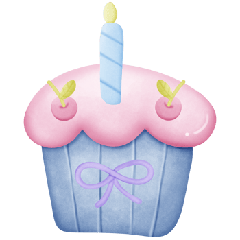 Birthday cupcake isolated on transparent background png