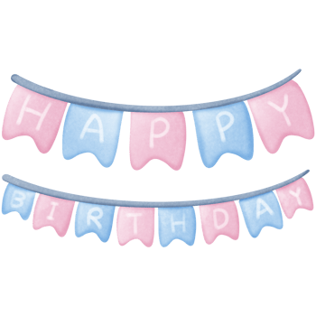 Birthday flag banner isolated on transparent background png