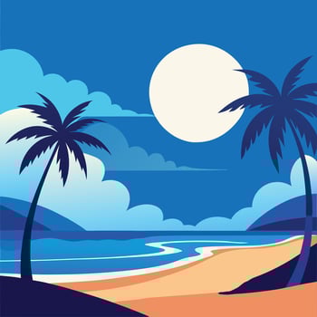 Scenic Sunset Beach Template in Vibrant Orange and Pink vector