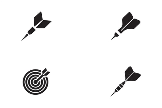 Darts and dartboard icons set vector