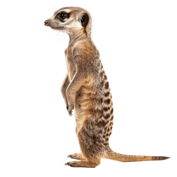 meerkat standing on its hind legs, isolated on transparent background png