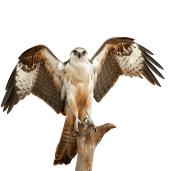 Kite bird front view full body isolate on transparent background png