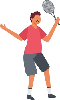 Male Playing Tennis Ball with Red Clothes vector