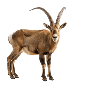 a brown goat standing on a transparent background png