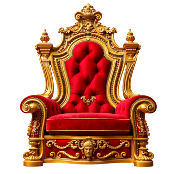 Golden throne isolated on black background png
