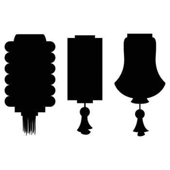 Chinese Lanterns Silhouette Against a Night Sky vector