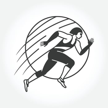a graphic of a man running with a ball and a picture of a man running. vector
