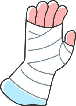 An illustration of an injured arm in a cast png