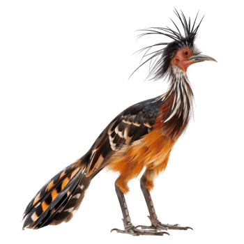 Hoatzin bird side view full body isolate on transparent background png