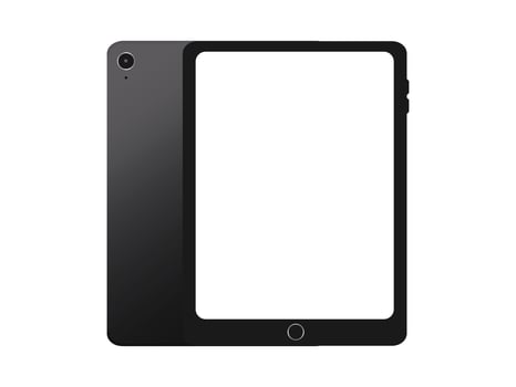 tablet mockup with back cover and blank screen on a white background vector
