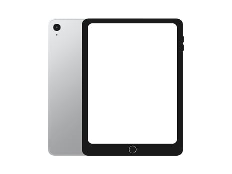 tablet and gray back cover with a blank screen on a white background vector